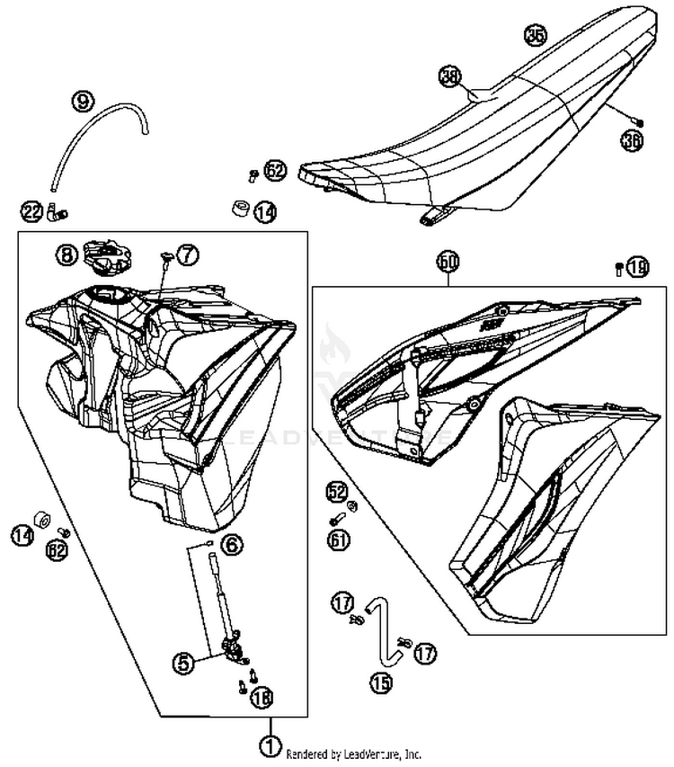 Tank, Seat, Cover TE 300 CHASSIS - 2014 Schematic