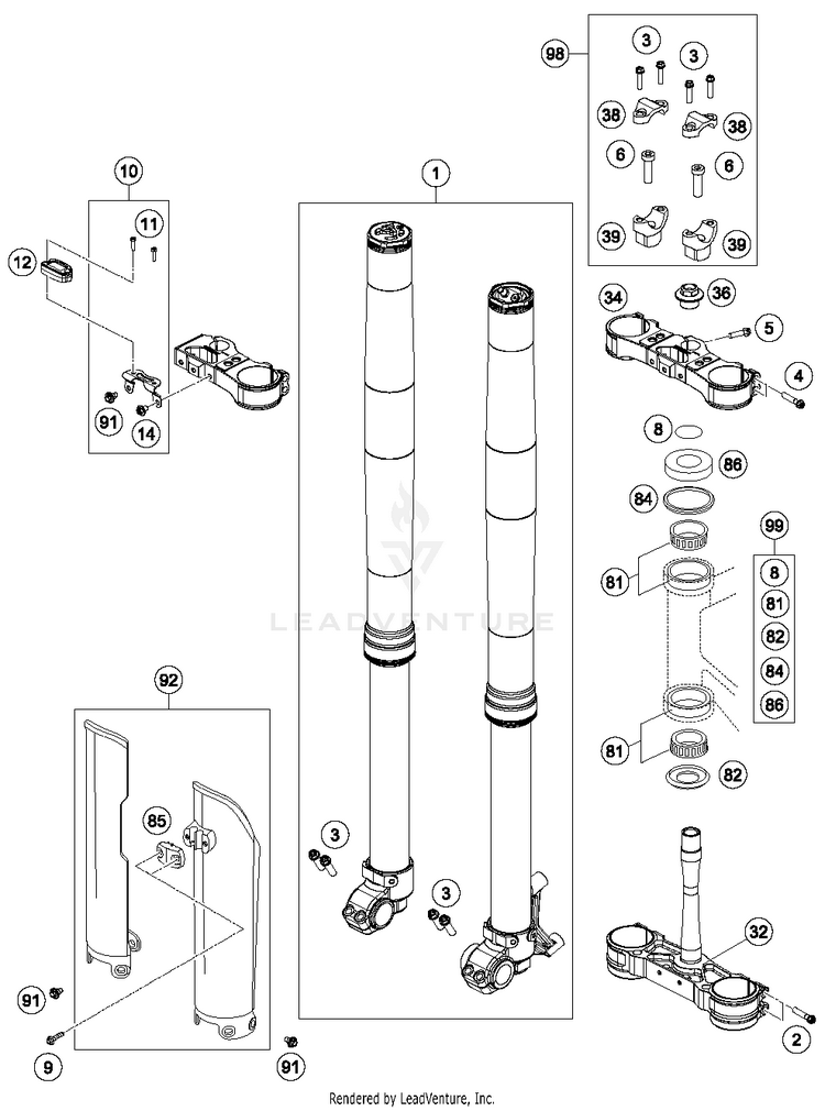 Front Fork, Triple Clamp FS 450 CHASSIS - 2018 Schematic
