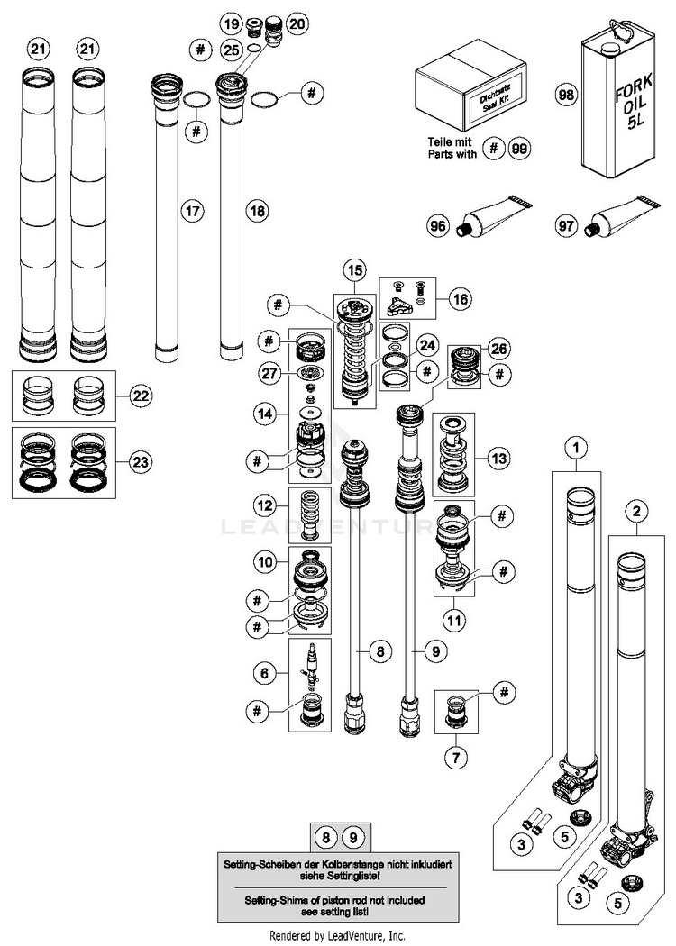 Front Fork Disassembled TC 250 CHASSIS - 2018 Schematic