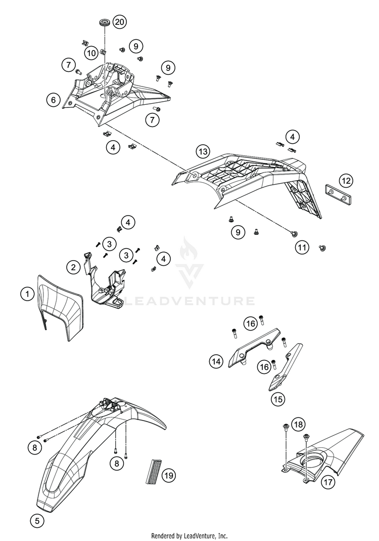 Mask, Fenders 701 ENDURO CHASSIS - 2019 Schematic