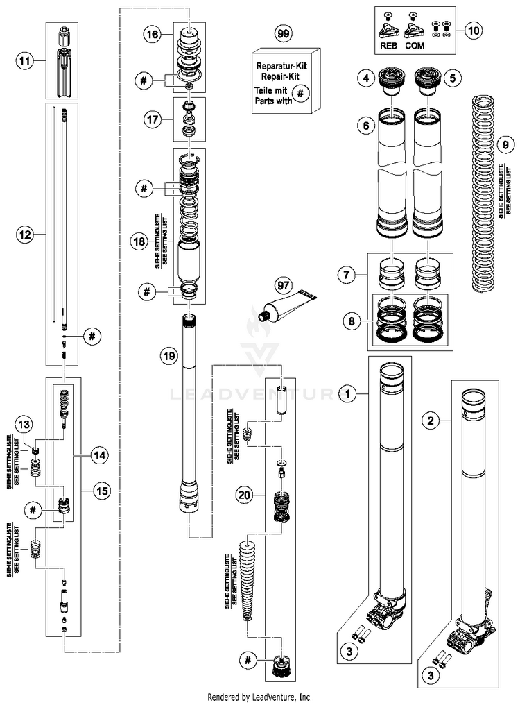 Front Fork Disassembled FE 350S CHASSIS - 2016 Schematic