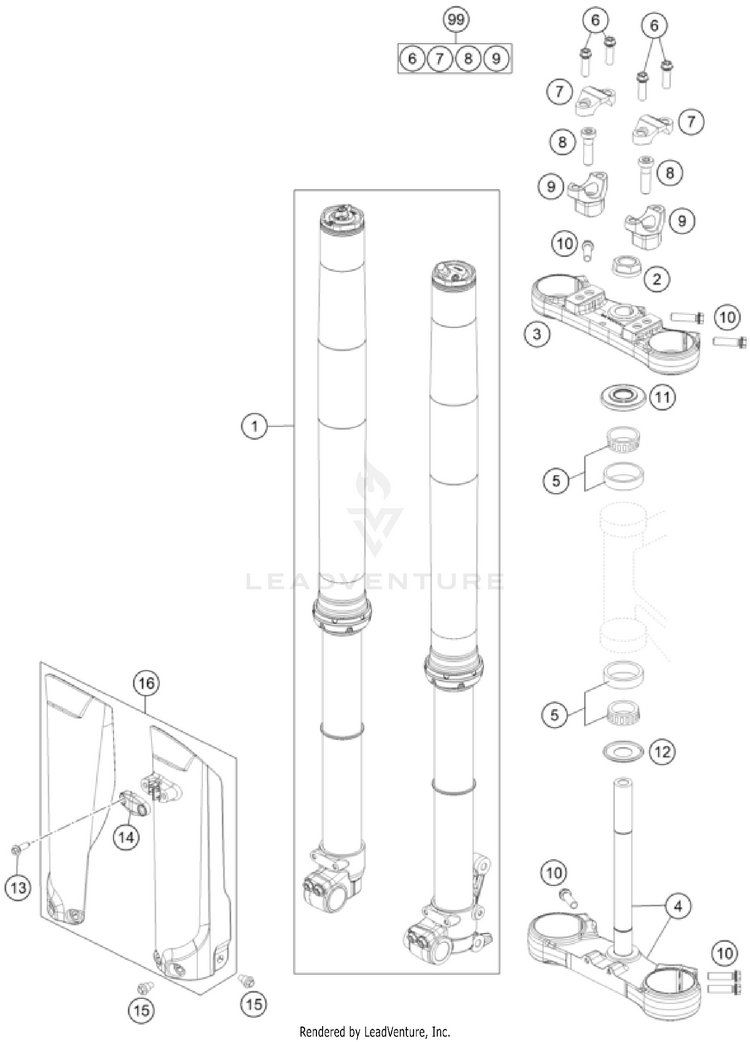Front Fork, Triple Clamp TC 85 19/16 CHASSIS - 2025 Schematic