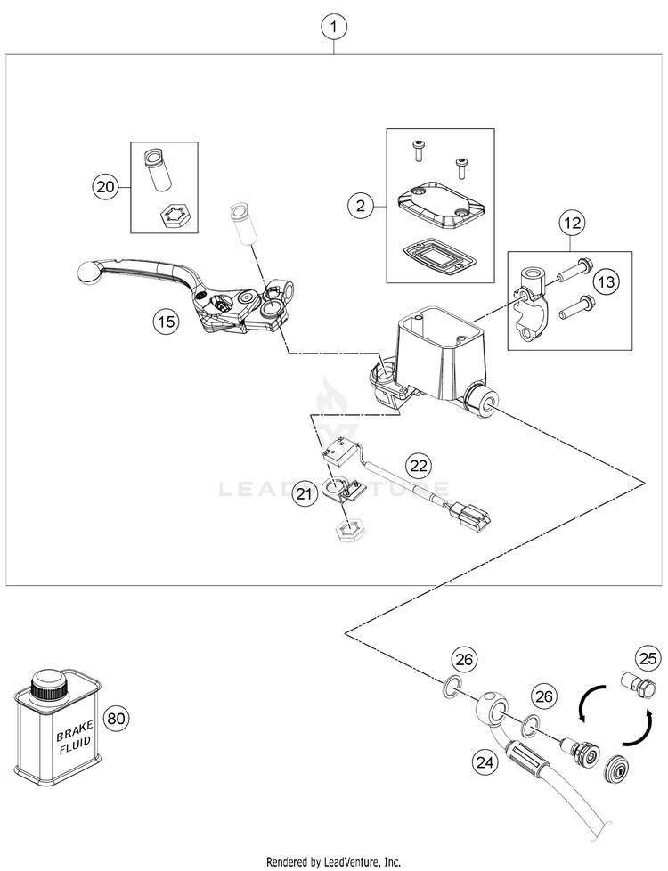 Front Brake Control 701 ENDURO CHASSIS - 2021 Schematic