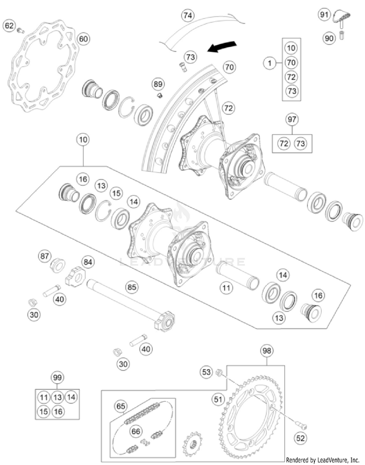 Rear Wheel TC 85 19/16 CHASSIS - 2026 Schematic