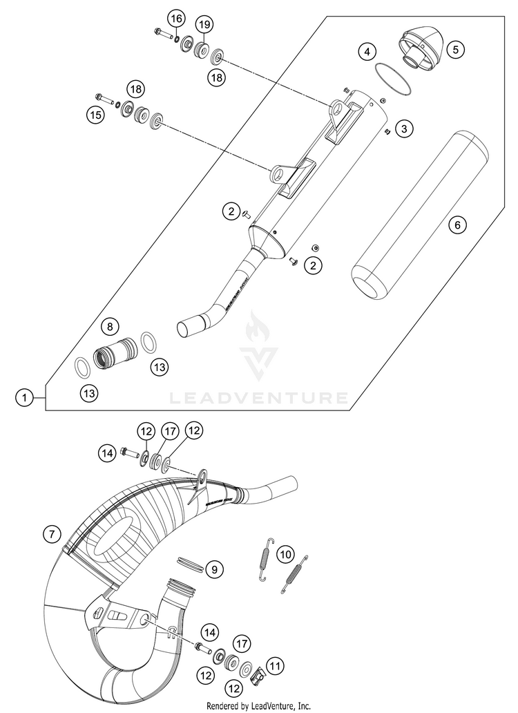 Exhaust System TC 125 CHASSIS - 2021 Schematic