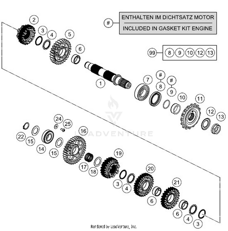 Transmissionii - Countershaft 701 VITPILEN ENGINE - 2018 Schematic