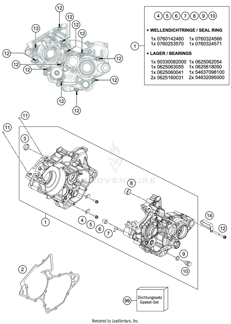 Engine Case TC 125 ENGINE - 2020 Schematic