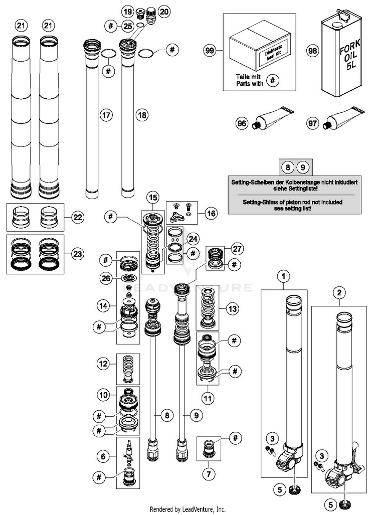 Front Fork Disassembled FS 450 CHASSIS - 2018 Schematic