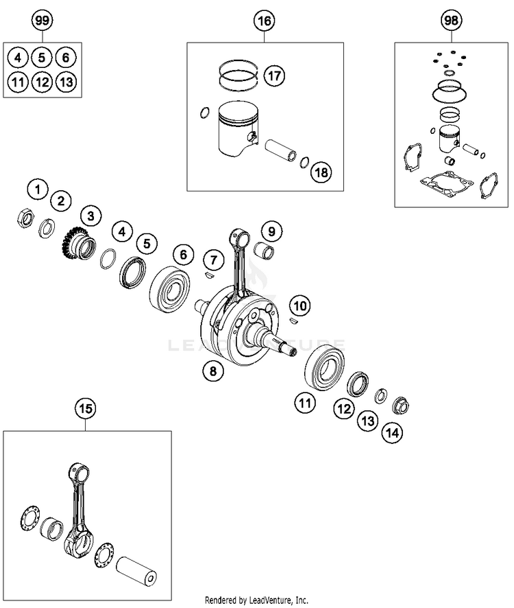 Crankshaft, Piston TC 125 ENGINE - 2017 Schematic