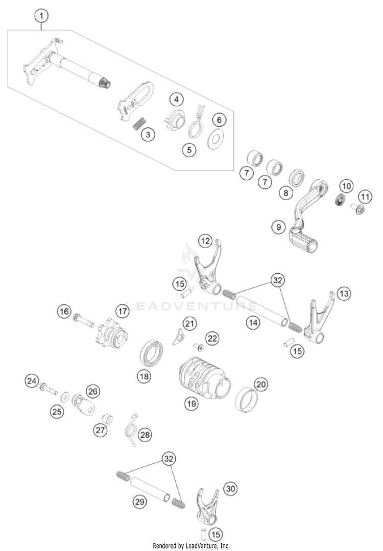 Shifting Mechanism TX 300i ENGINE - 2025 Schematic