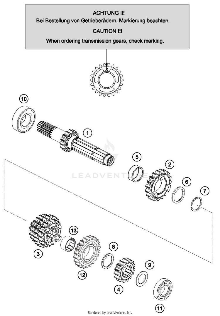 Transmissioni - Main Shaft TC 125 ENGINE - 2019 Schematic