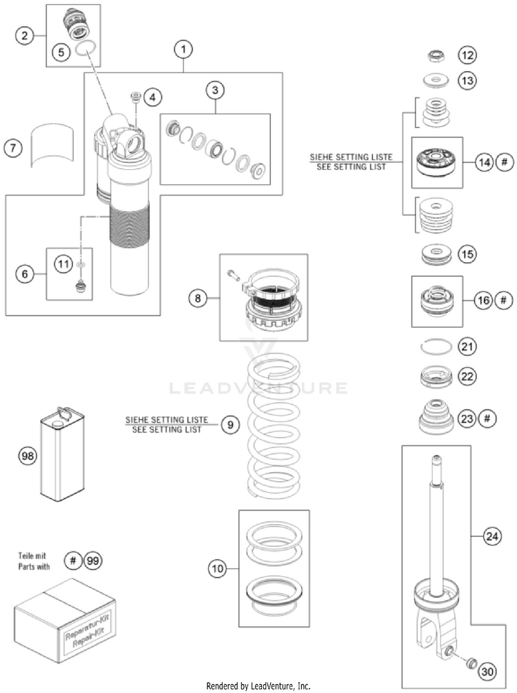 Shock Absorber Disassembled Schematic