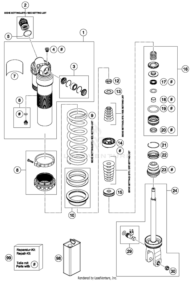 Shock Absorber Disassembled TC 125 CHASSIS - 2017 Schematic