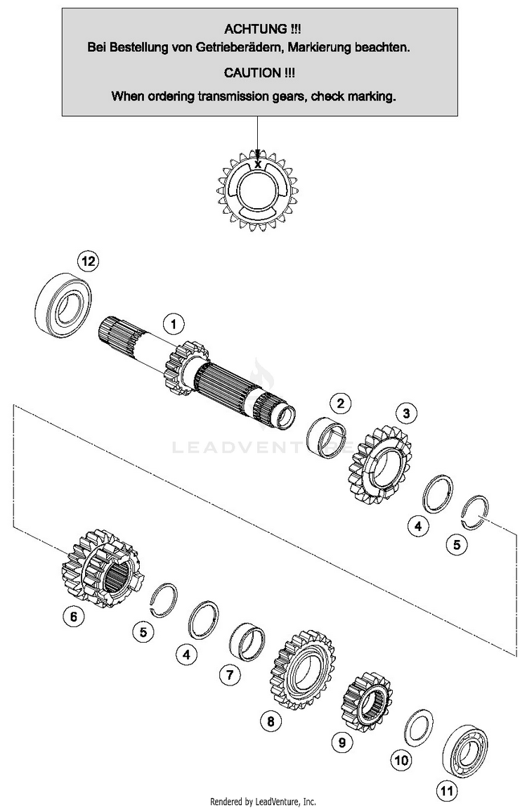 Transmission I - Main Shaft TC 125 ENGINE - 2017 Schematic