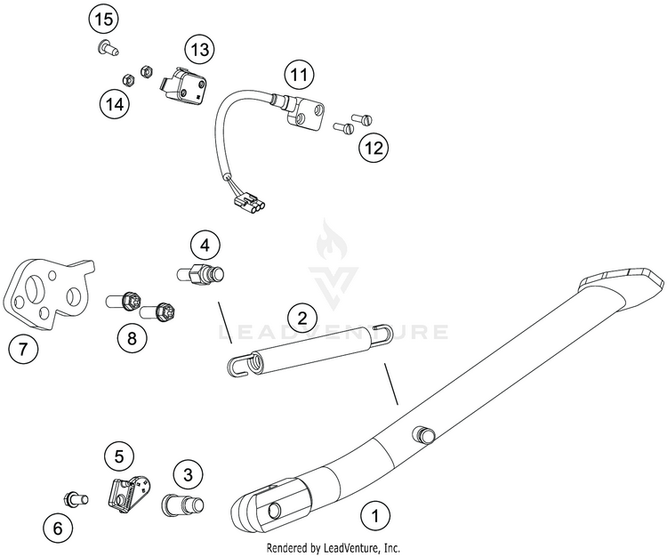 Side / Center Stand 701 SUPERMOTO CHASSIS - 2020 Schematic