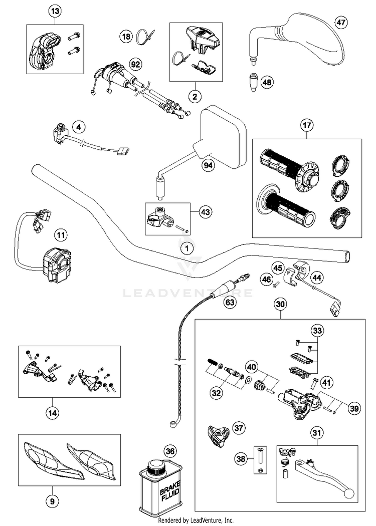 Handlebar, Controls FE 250 CHASSIS - 2018 Schematic