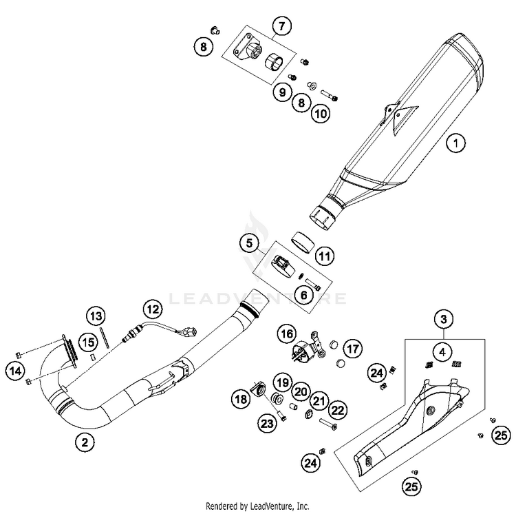 Exhaust System 701 SUPERMOTO CHASSIS - 2016 Schematic