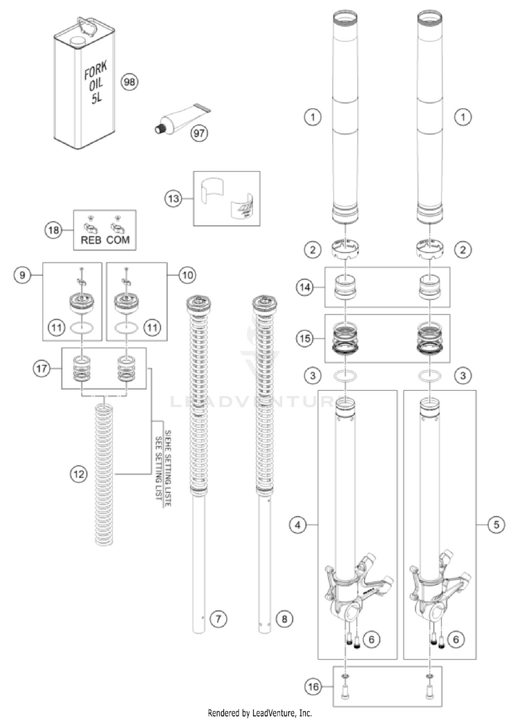 Front Fork Disassembled NORDEN 901 CHASSIS - 2024 Schematic