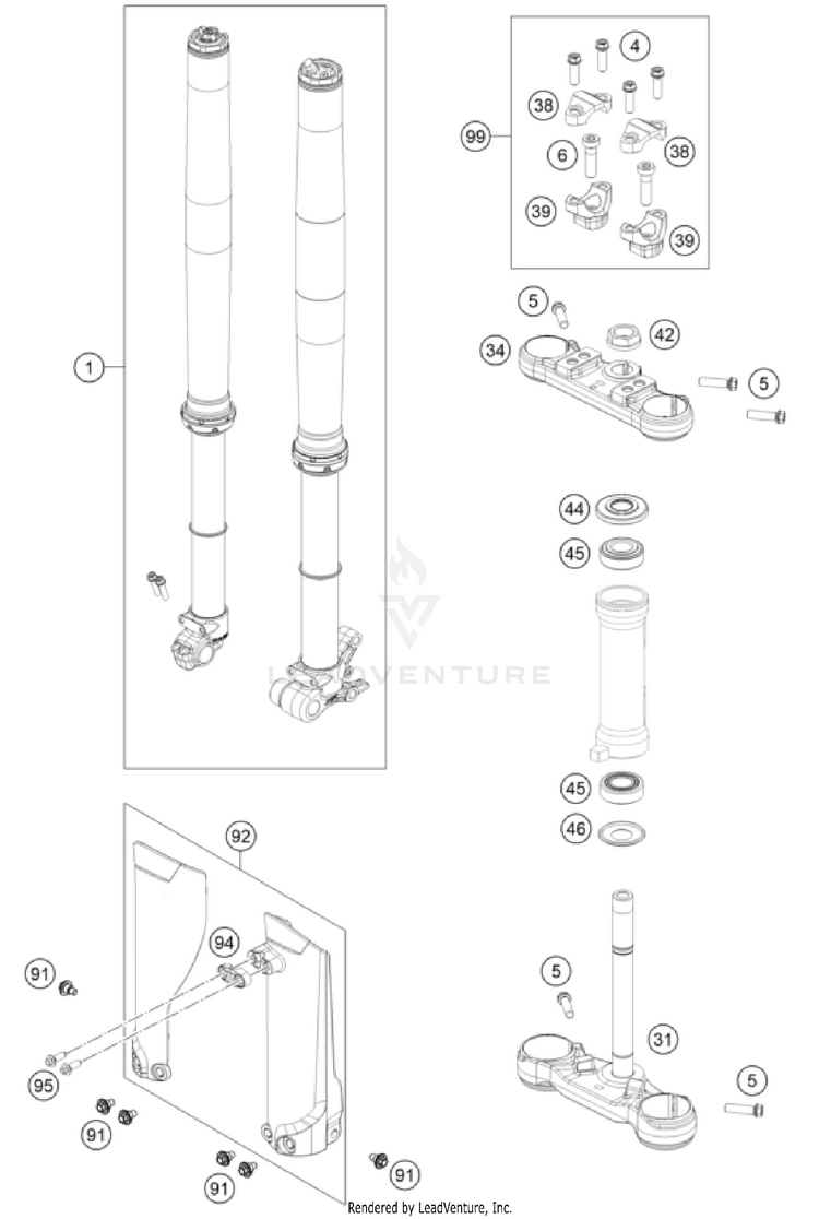Front Fork, Triple Clamp TC 50 CHASSIS - 2025 Schematic