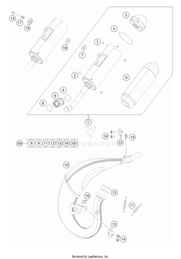 Exhaust System TC 85 17/14 EU CHASSIS - 2022 Schematic