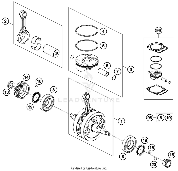 Crankshaft, Piston FE 501S ENGINE - 2015 Schematic