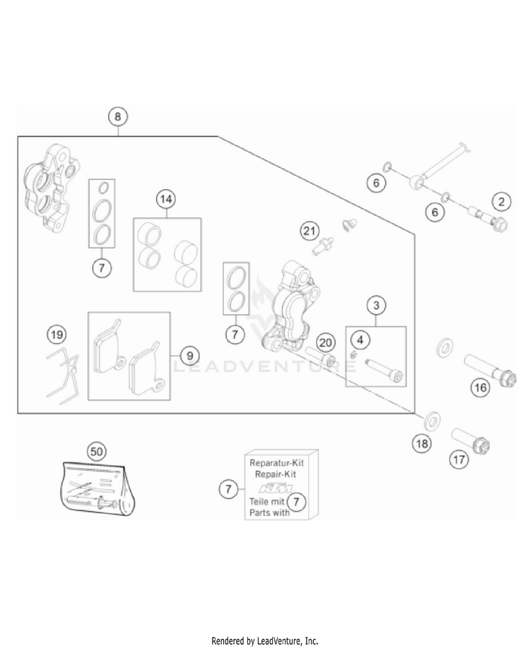 Front Brake Caliper TC 50 EU CHASSIS - 2022 Schematic
