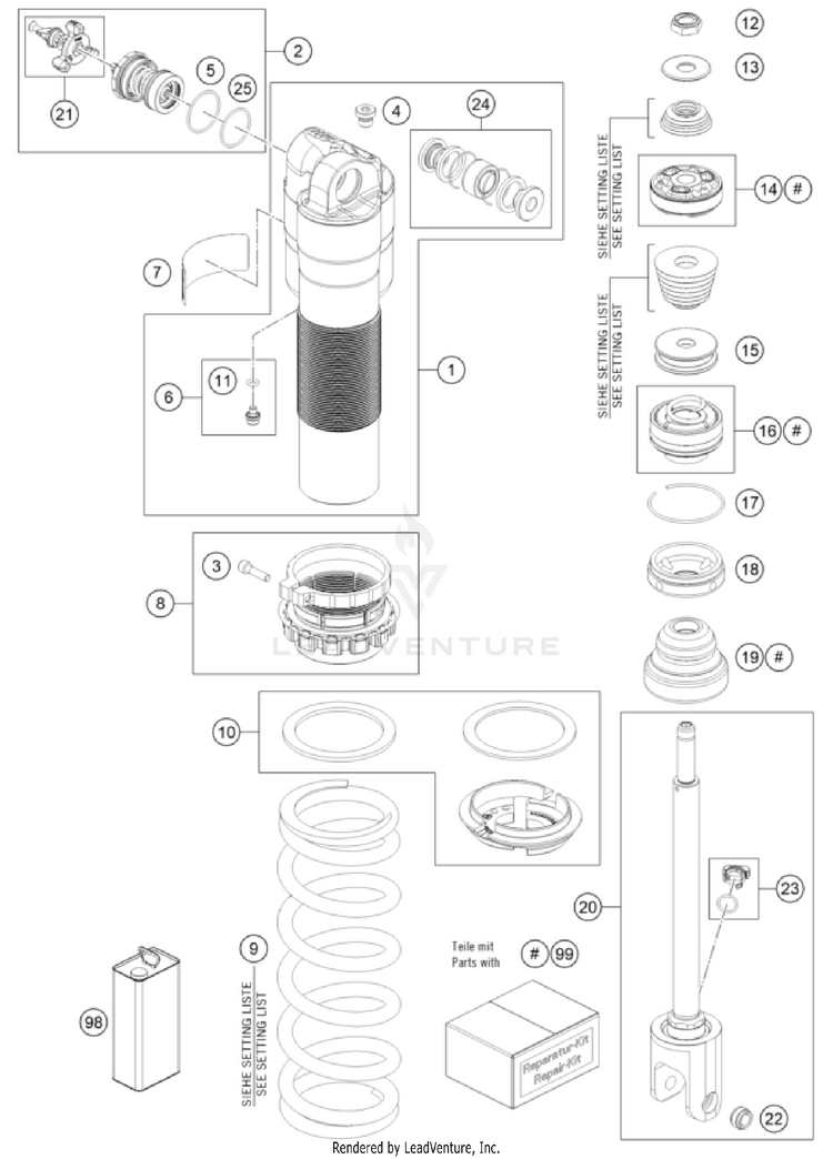 Shock Absorber Disassembled Schematic