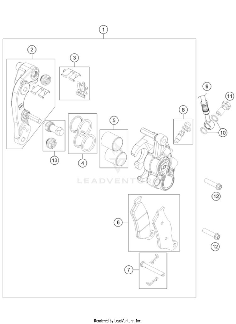 Front Brake Caliper FE 450 CHASSIS - 2025 Schematic