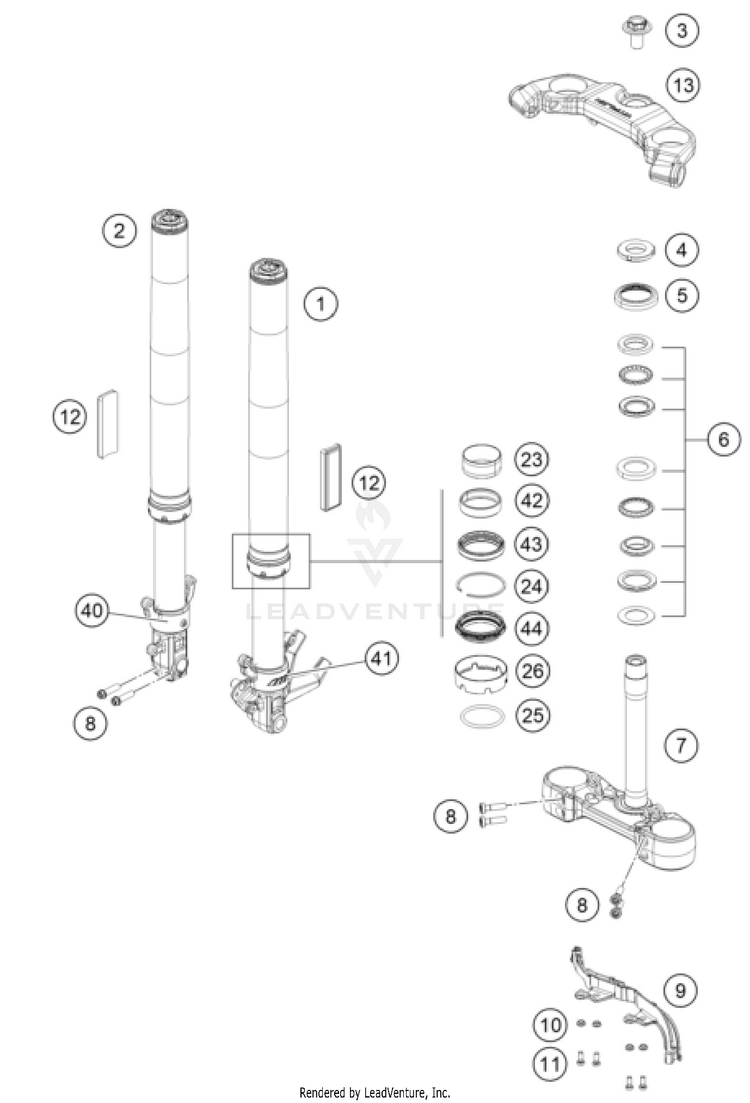 Front Fork, Triple Clamp Schematic