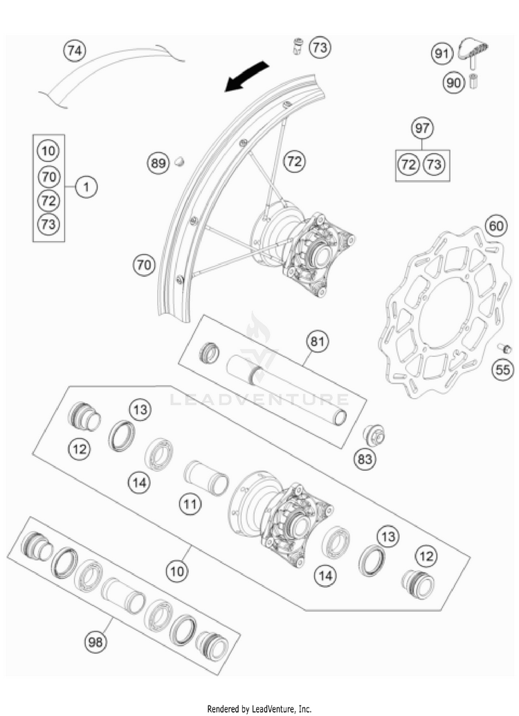 Front Wheel TC 85 17/14 CHASSIS - 2024 Schematic