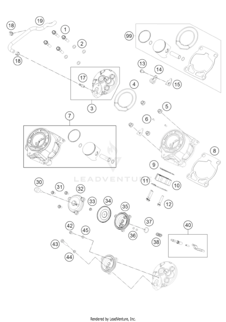 Cylinder, Cylinder Head TC 65 Engine - 2023 Schematic