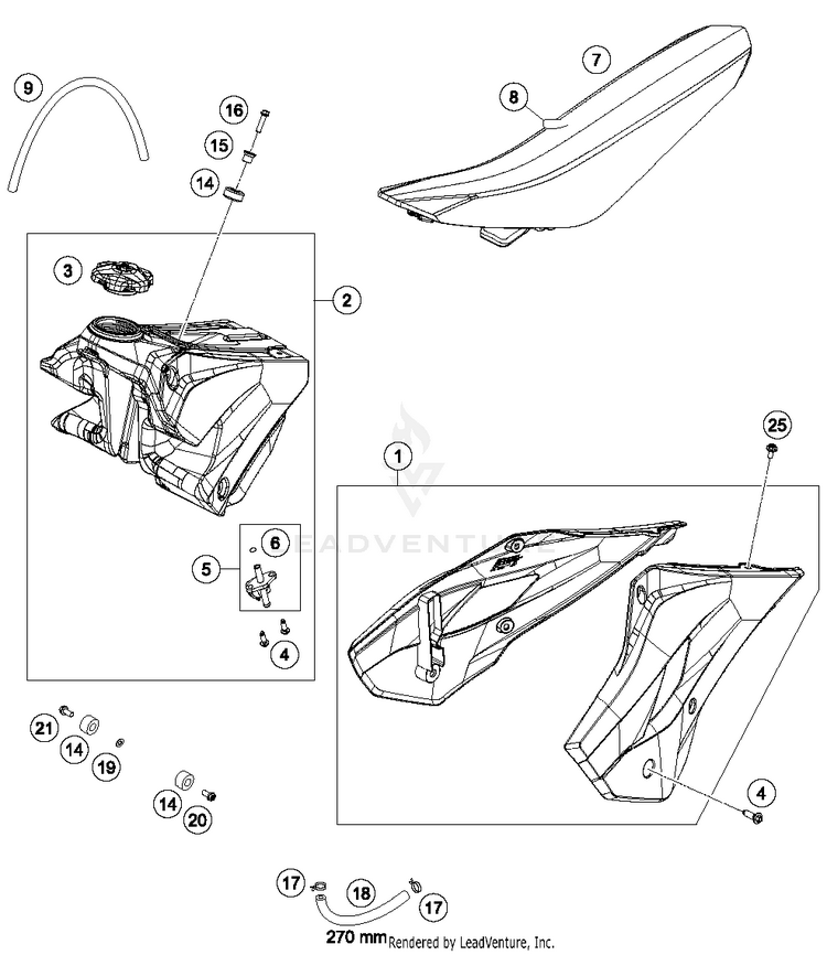 Tank, Seat, Cover TC 85 17_14 CHASSIS - 2017 Schematic
