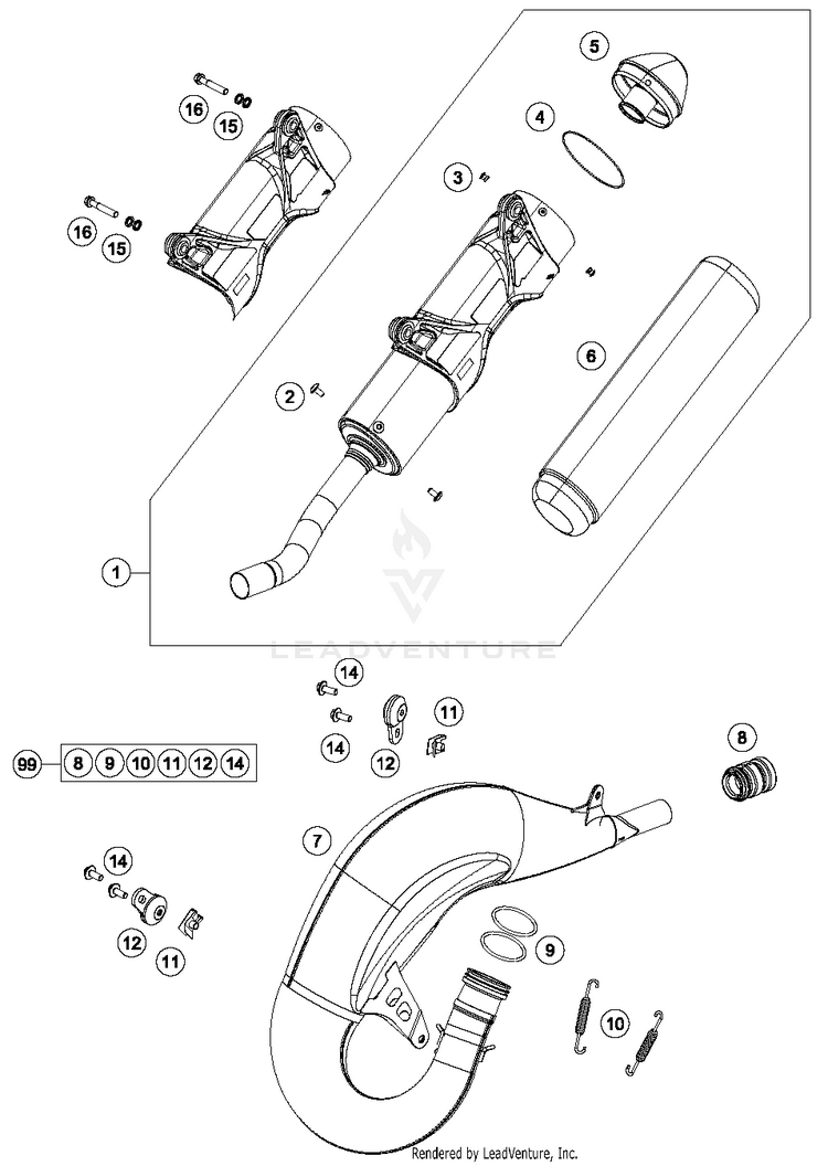 Exhaust System TC 125 CHASSIS - 2017 Schematic