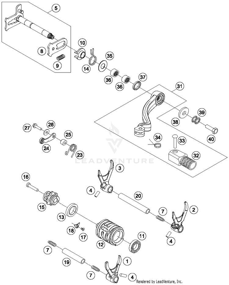 Shifting Mechanism FE 350 ENGINE - 2015 Schematic