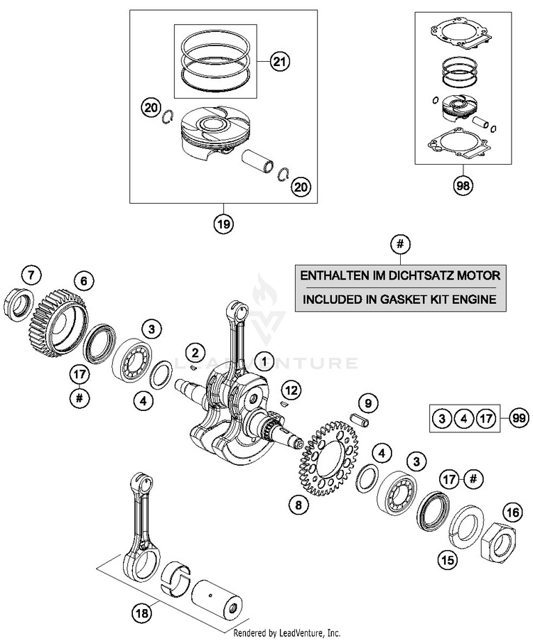 Crankshaft, Piston 701 SUPERMOTO ENGINE - 2018 Schematic