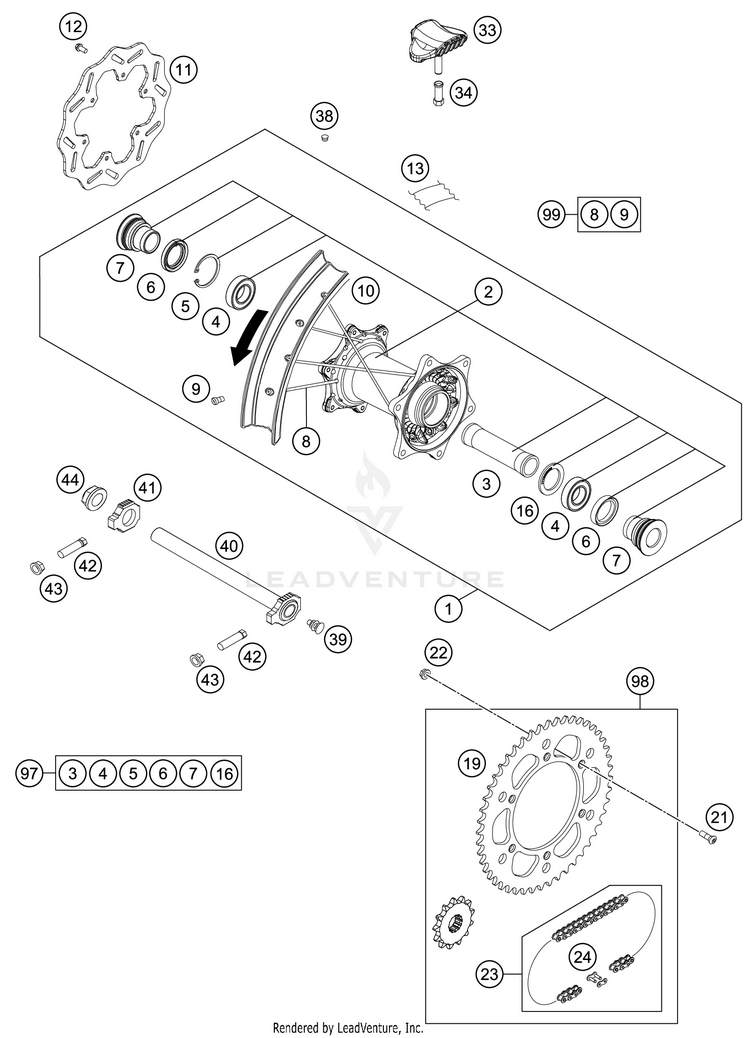 Rear Wheel TC 125 CHASSIS - 2021 Schematic
