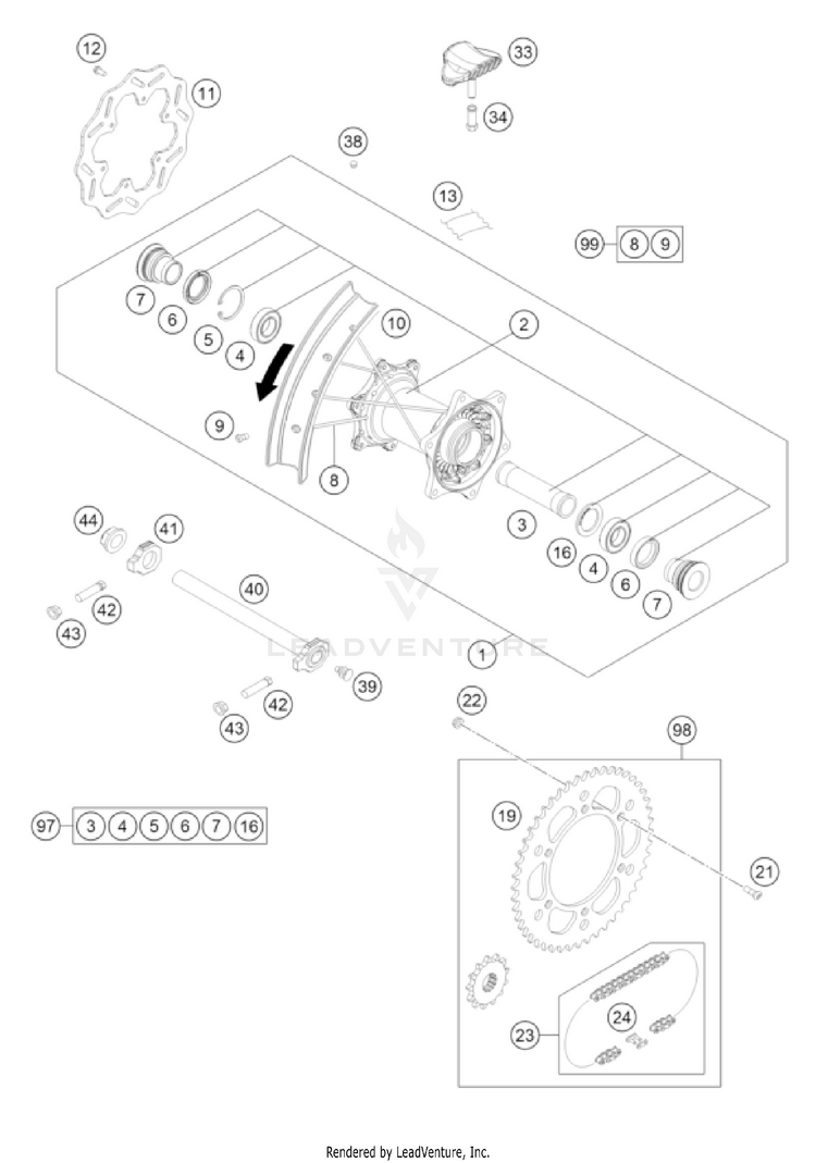 Rear Wheel FE 501 US CHASSIS - 2022 Schematic