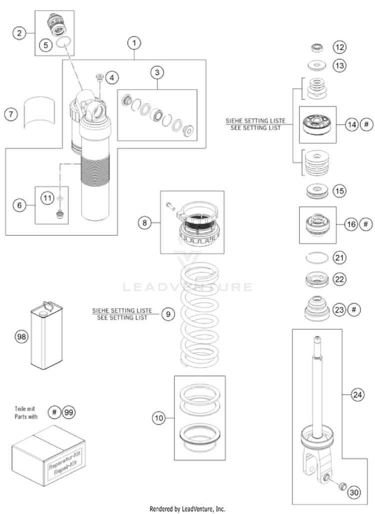 Shock Absorber Disassembled Schematic