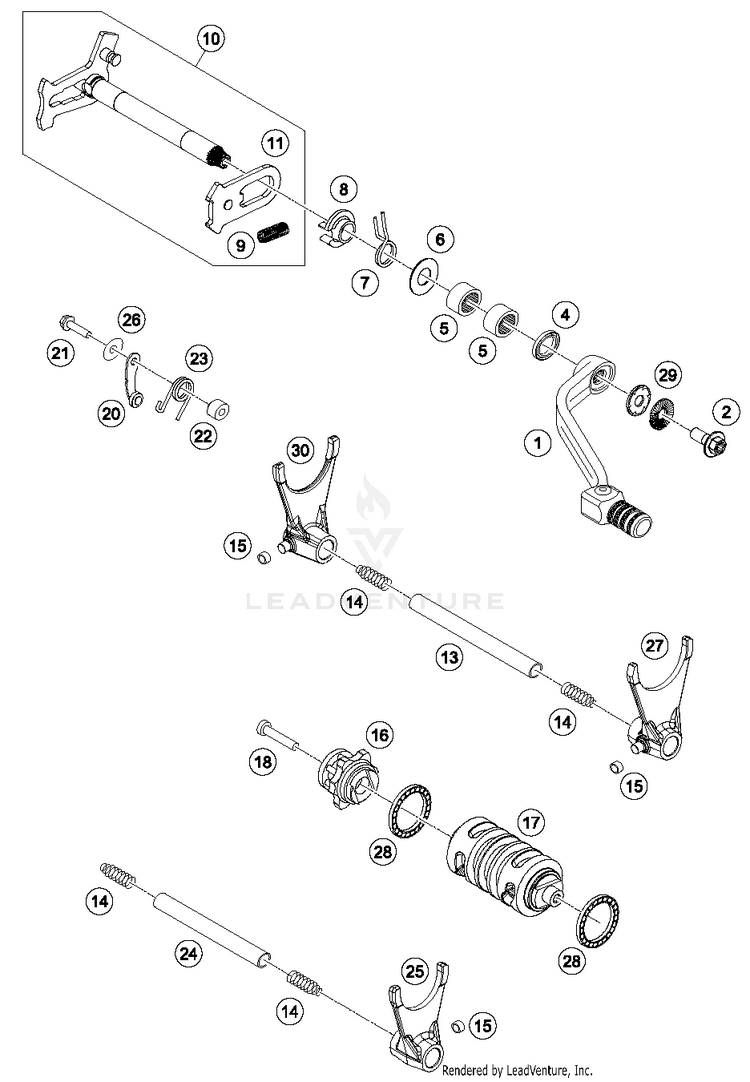 Shifting Mechanism FE 501S ENGINE - 2016 Schematic