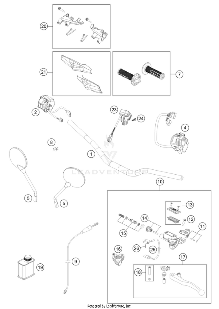 Handlebar, Controls 701 ENDURO CHASSIS - 2023 Schematic