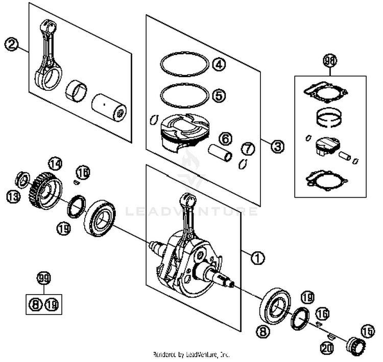 Crankshaft, Piston FC 450 ENGINE - 2015 Schematic
