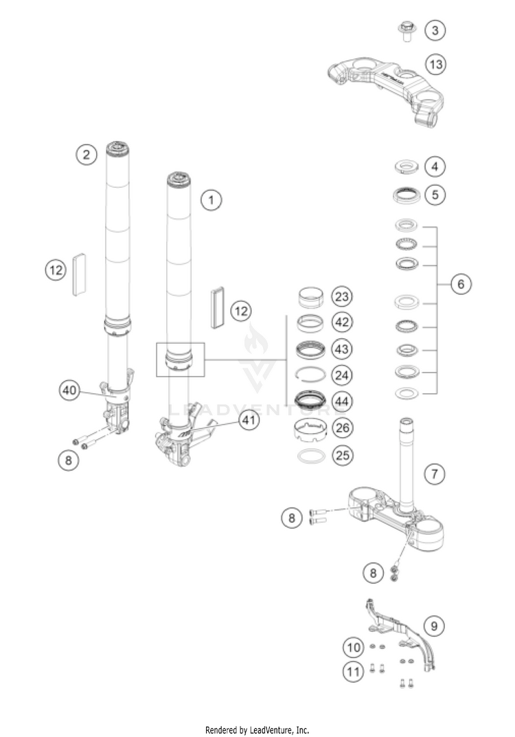 Front Fork, Triple Clamp Schematic