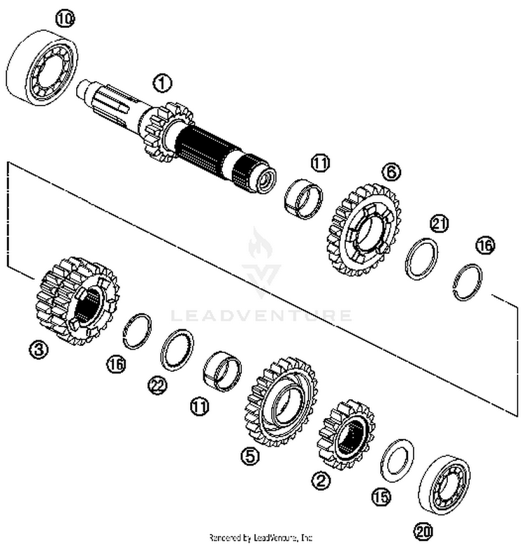 Transmission I - Main Shaft TE 300 ENGINE - 2014 Schematic