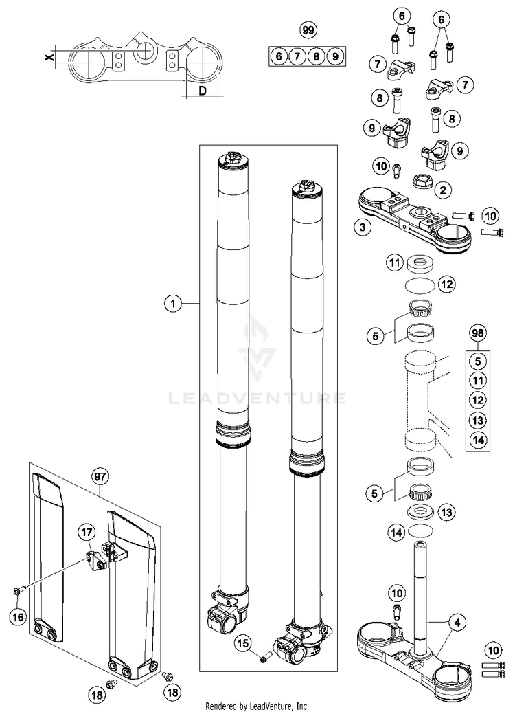 Front Fork, Triple Clamp TC 85 17_14 CHASSIS - 2017 Schematic