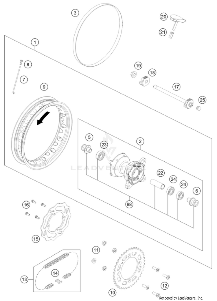 Rear Wheel TC 50 CHASSIS - 2025 Schematic