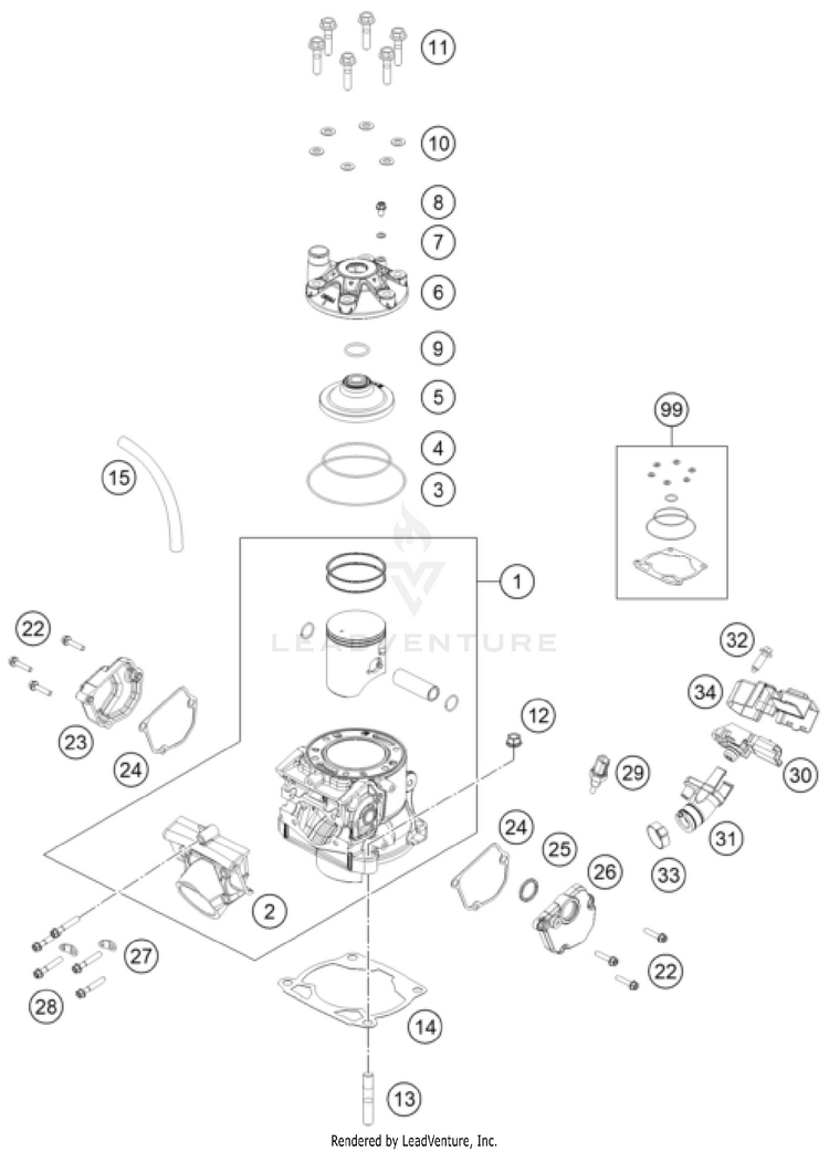 Cylinder, Cylinder Head TX 300i ENGINE - 2025 Schematic