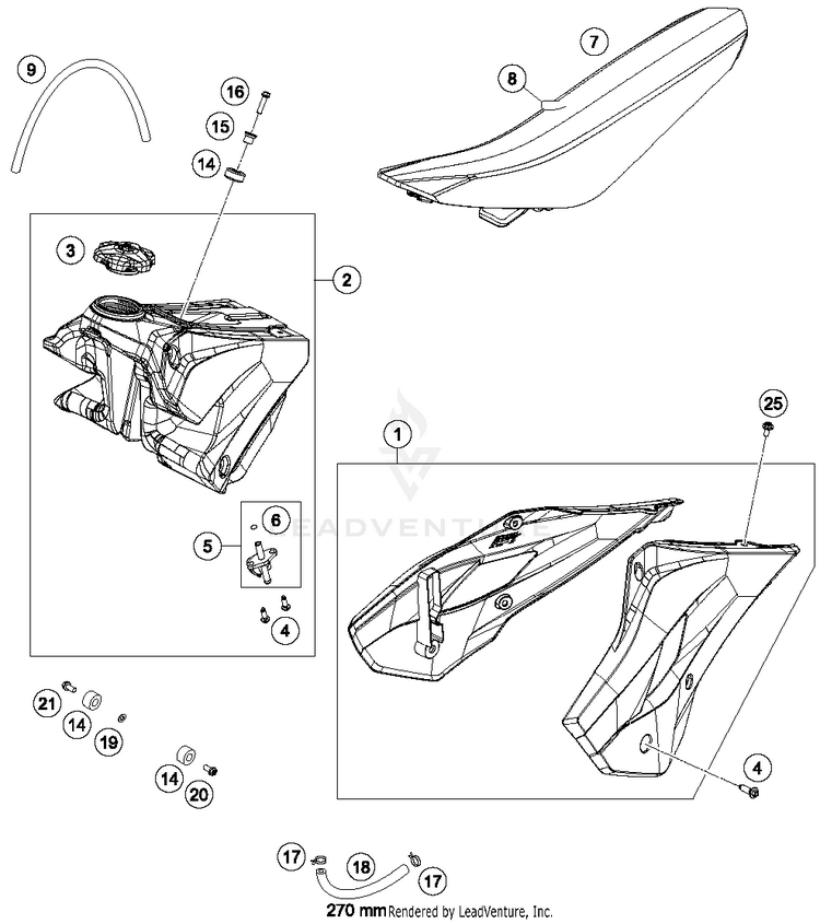 Tank, Seat, Cover TC 85 CHASSIS - 2014 Schematic