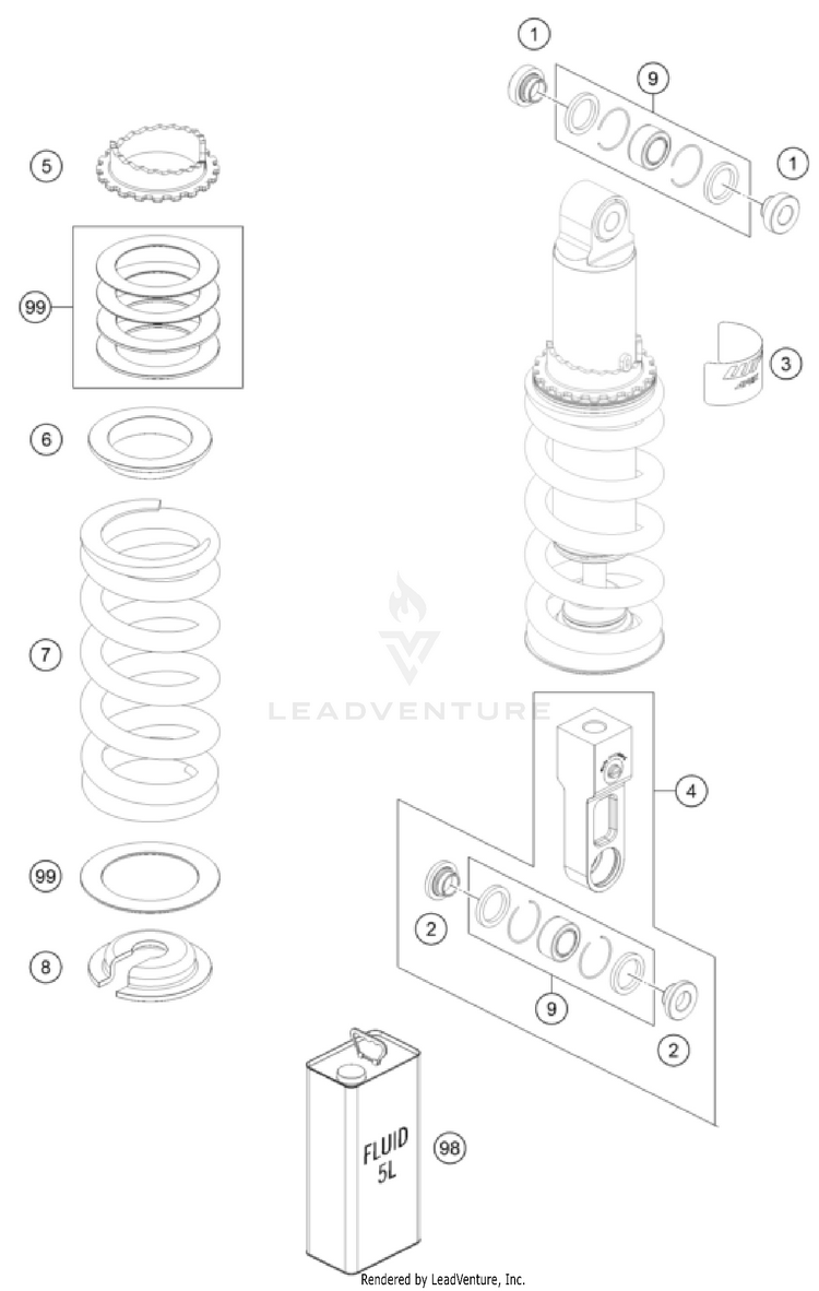 Shock Absorber Disassembled SVARTPILEN 801 CHASSIS - 2024 Schematic