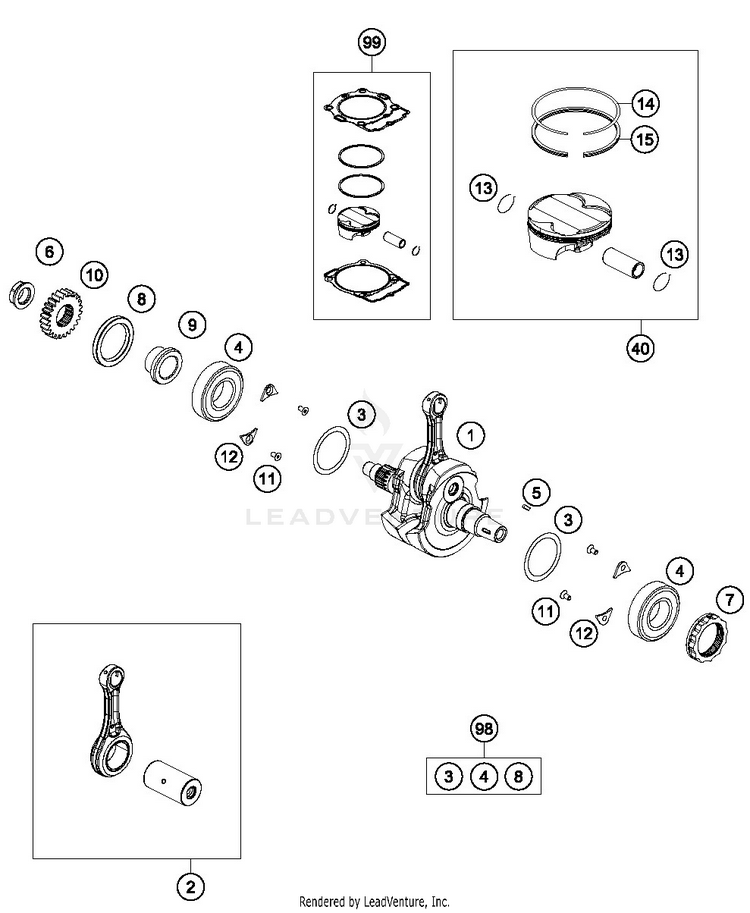 Crankshaft, Piston FX 350 ENGINE - 2019 Schematic