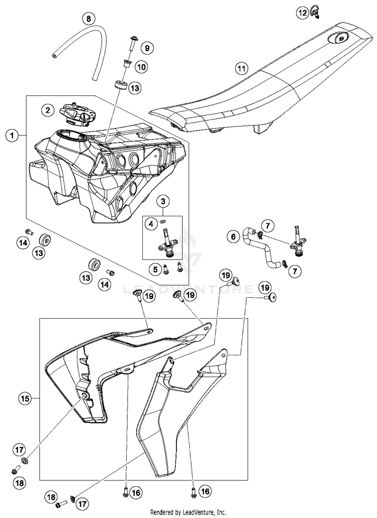 Tank, Seat, Cover TC 65 CHASSIS - 2018 Schematic